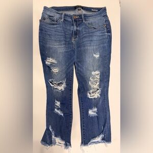 Judy Blue Ripped Denim Skinny Capri Jeans